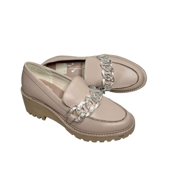 Dolce Vita cream leather acrylic chain chunky platform loafers size 8.5 - Picture 1 of 9